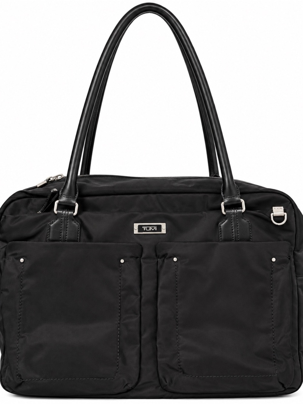 TUMI Voyageur Geneva Carry All Black Nylon Leather Travel Tote Bag